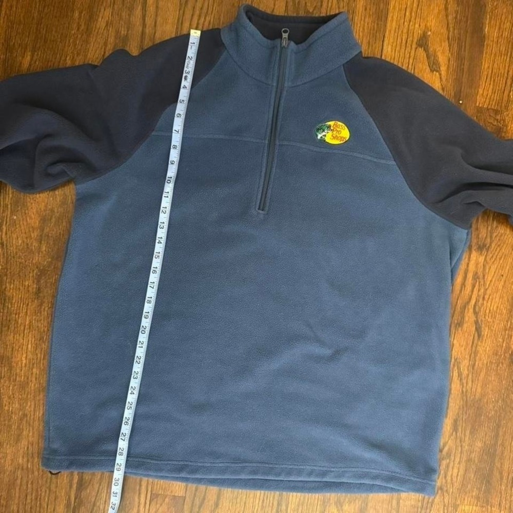Bass Pro Blue Quarter Zip Sweayshirt With Embrpodered Logo Size XL Outdoors Hike - Picture 7 of 8